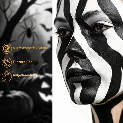 Vista 4 de Black & White Oil Face Body Paint Washable Halloween Cosplay Makeup