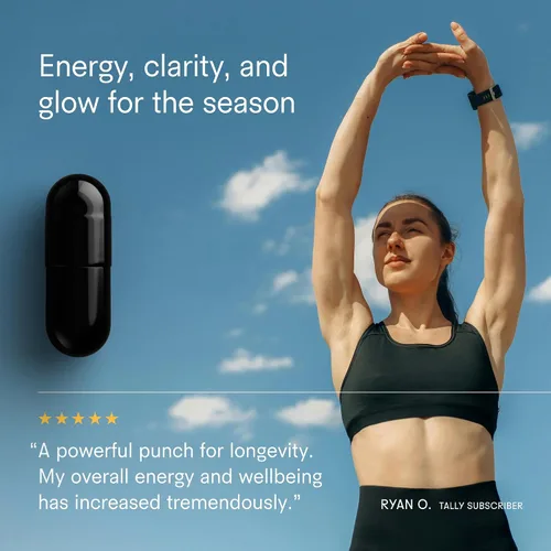 Vista 3 de Tally Health Suplemento NAD+ – Precursor NAD de niacinamida de 1000 mg para energía celular, metabolismo y envejecimiento saludable – Apoya