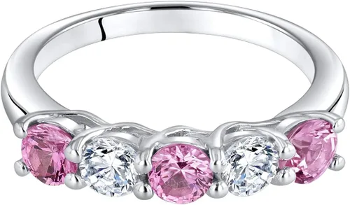 Vista 3 de Peora 925 Sterling Silver Five-Stone Trellis Ring Band for Women in Various Gemstones, 3.5mm Width, Sizes 5 to 9