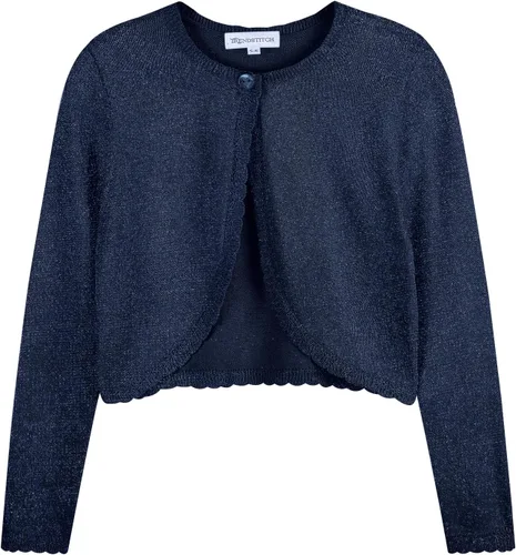 Vista 14 de Bolero de manga larga con brillo para niñas, cardigan con cierre de botón, de punto, para niñas de 3 a 12 años Negro
