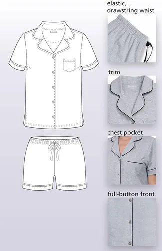 Vista 6 de PajamaGram Pijama para mujer - Conjunto de pijama corto para mujer 100 algodón Multi colorido