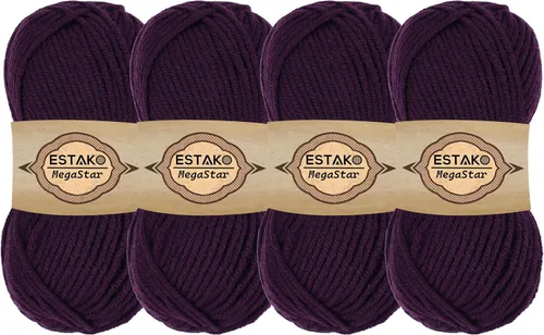 Vista 31 de Estako Megastar, 3.52 Oz (100g) de hilo de acrílico 75% y lana 25%, suave, peso grueso voluminoso #5 para crochet y tejer 120 yardas (110m)