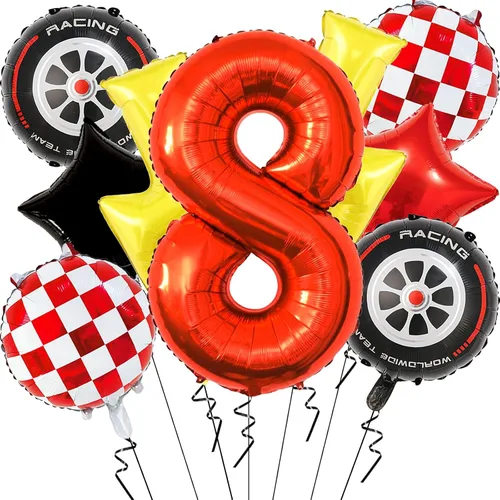 Vista 16 de 6 globos de carreras para decoración de fiesta de cumpleaños, globos de semáforo de 32 pulgadas para suministros de fiesta de cumpleaños