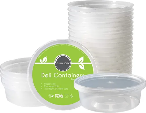 Vista 2 de Durahome – Recipientes de plástico deli con tapas, calidad premium, apto para microondas, transparente almacenamiento de alimentos, contenedor