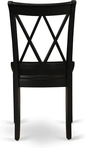 Vista 11 de East West Furniture LGCL7-BLK-W - Juego de mesa de comedor de 7 piezas que consta de una mesa de comedor rectangular con hojas de mariposa y 6 Negro