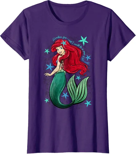 Vista 8 de Disney The Little Mermaid - Camiseta con notas musicales de Ariel, talla S Blanco