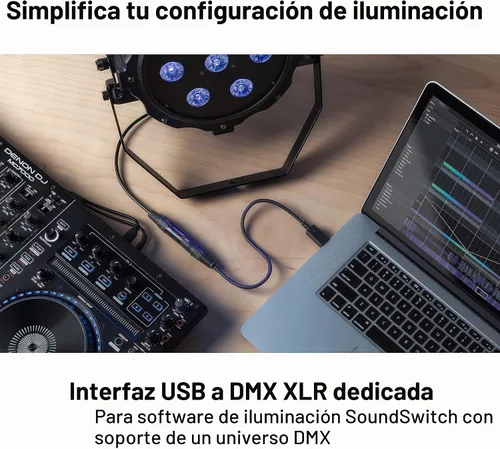 Vista 3 de Paquete de controlador DJ e interfaz DMX - Juego de DJ de 2 cubiertas con ruedas táctiles capacitivas y interfaz de audio - Numark Mixtrack Pro FX e