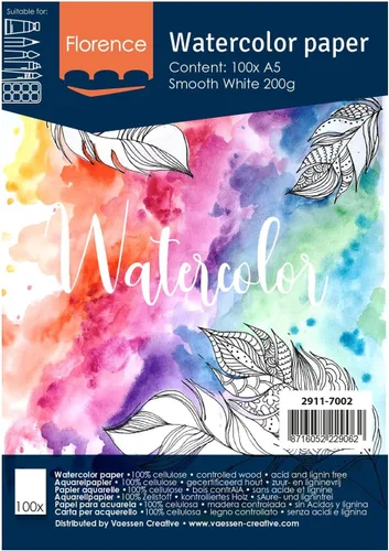 Vista 14 de Vaessen Creative VARTA Florence - Papel A4 para acuarela, 10 hojas para pintar, manuales, proyectos de arte y más, calidad artística, calidad