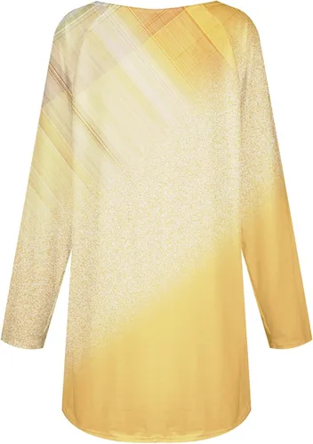 Vista 2 de GIANTHONG Women's Long Sleeve High Low Long Tunic Tops Round Neck Tops Pullover Loose Fit Gradient Printing Shirts for Work