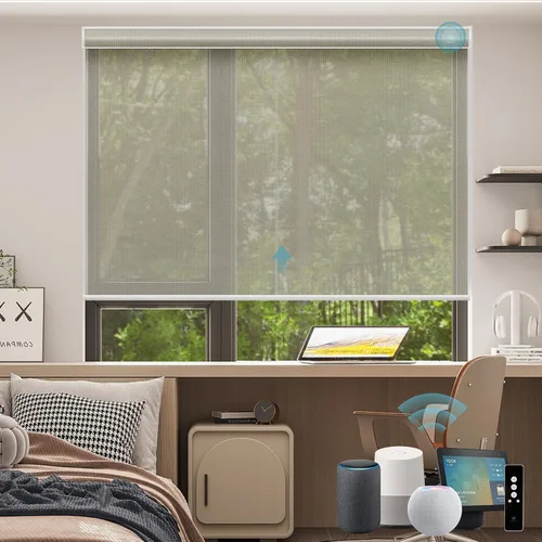 Vista 10 de SmartWings Persianas Enrollables Inteligentes Motorizadas con Filtro de Luz, Persianas Eléctricas con Control Remoto para Ventanas Compatibles