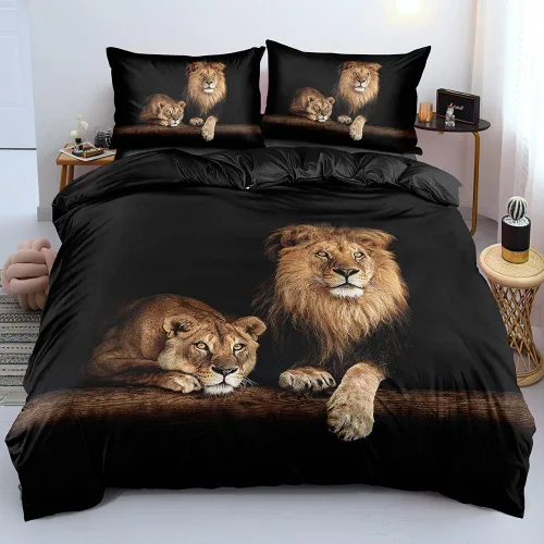 Vista 40 de Juego de funda de edredón con diseño de tigre blanco, tamaño individual, funda de edredón con estampado de animales salvajes, juego de ropa de cama