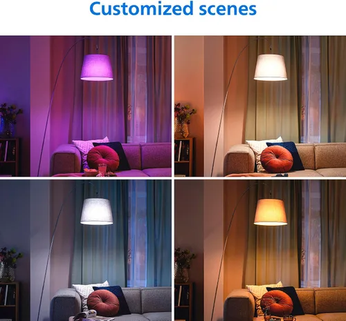 Vista 10 de Philips Smart Lighting - Bombillas conectadas, paquete de 2, color A19 60W 800LM E26 luces LED para interiores, bombillas inteligentes con detección