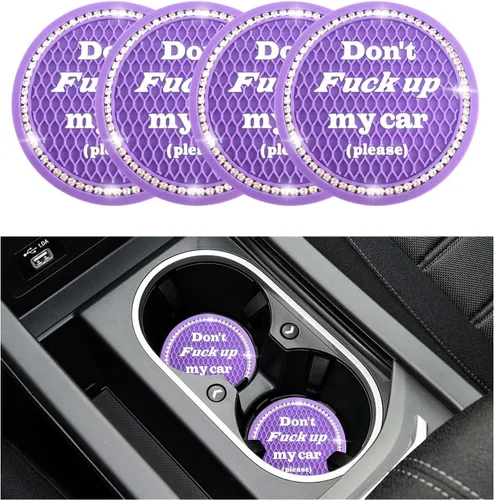 Vista 12 de 2 piezas posavasos brillantes para coche, 2.75 pulgadas insertos antideslizantes para portavasos, posavasos de cristal con diamantes de imitación