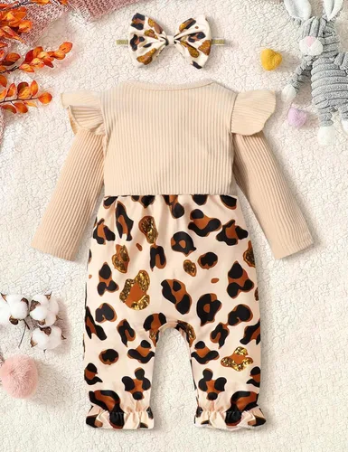 Vista 4 de Queenstyle Ropa de bebé niña de manga larga, overol lindo traje de bebé de 0 a 18 meses