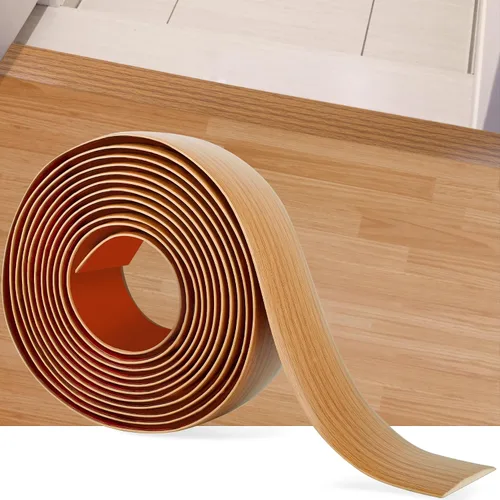 Vista 14 de Tira de transición de piso de 3.3 pies, autoadhesiva, cubierta de vinilo, tira de transición divisora plana, diseño de grano de madera para huecos
