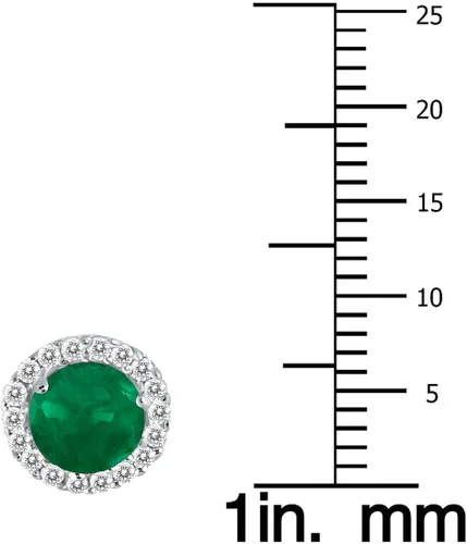 Vista 10 de Aretes de tuerca de diamantes naturales y piedras preciosas genuinas de 0.197 in en oro blanco de 14 quilates