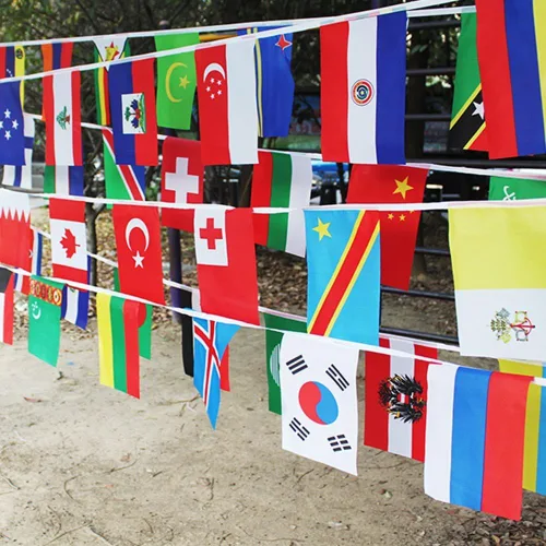 Vista 7 de G2PLUS Banderas internacionales, banderas mundiales de 82 pies, 8.2 x 5.5 pulgadas, bandera olímpica de 100 países para bar, decoraciones