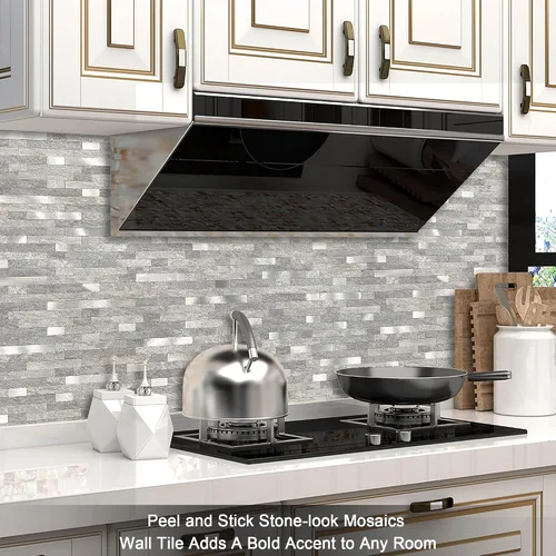 Vista 5 de BeNice Azulejos de cocina para despegar y pegar, azulejos autoadhesivos de mosaico para paneles de pared de baño, impermeables