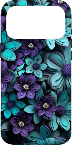 Vista 22 de Purple Flowers Teal Blue Floral Cute Botanical Garden Print Case for iPhone 17
