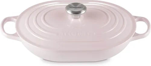 Vista 13 de Le Creuset - Cacerola ovalada de hierro fundido esmaltado con tapa, 3.75 cuartos de galón, sal marina Sea Salt