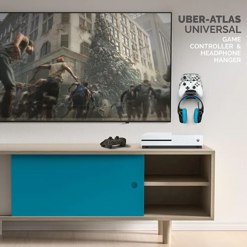 Vista 8 de The UberAtlas Dual Game Controller & Headphone Stand Wall Mount Holder for Xbox ONE, Series X, PS5, PS4, PS3, Switch, STEELSERIES Gamepad & More