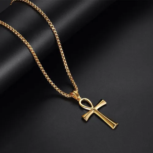 Vista 7 de StoryEtain Collar Ankh copto Ankh con colgante de cruz egipcia collar religioso Ankh regalo de Navidad para mujeres y hombres