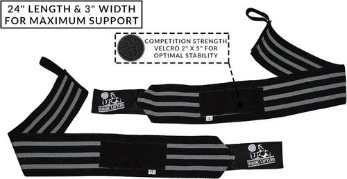 Vista 3 de Nordic Lifting Wrist Wraps Super Heavy Duty (1 Pair/2 Wraps) 24" Support for Weight Lifting Powerlifting Gym Cross Training- Weightlifting