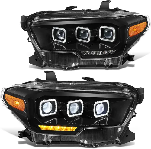 Vista 16 de DNA MOTORING HL-HAY-020-CH Par de faros de halo completos con señal de giro secuencial LED, medio anillo, compatible con modelos 08-14 Dodge