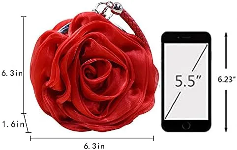 Vista 2 de Buddy - Bolso de mano de satén suave para mujer, con forma de rosa, para boda, fiesta