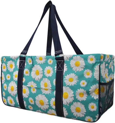 Vista 31 de NGIL Bolsa de comestibles reutilizable extra grande plegable de gran tamaño para comestibles, almacenamiento, picnic, playa, Estampado de vaca