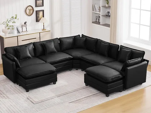 Vista 63 de Sofá modular en forma de nube de 113 pulgadas, sofás de asiento profundo de gran tamaño para sala de estar, sofá modular tapizado de chenilla