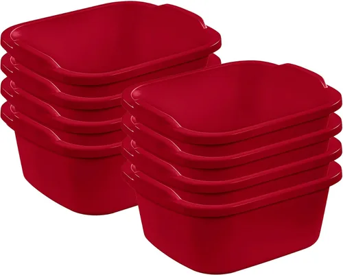 Vista 13 de Sterilite 06478008 - Sartén de cocina de plástico multiusos reforzado y duradero de 12 cuartos de galón con asas moldeadas, color blanco