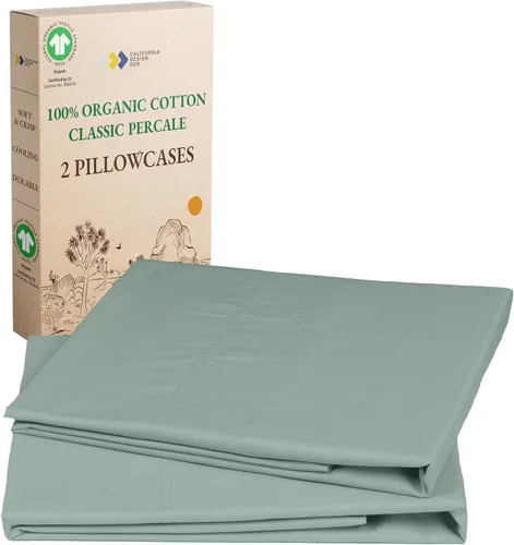 Vista 17 de California Design Den Juego de 2 fundas de almohada de 100 % algodón orgánico tamaño Queen/estándar, suaves y nítidas fundas de almohada de algodón