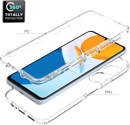 Vista 2 de Compatible con Honor X7, delgada TPU+PC híbrida a prueba de golpes transparente cubierta trasera cubierta de cuerpo completo transparente delgada