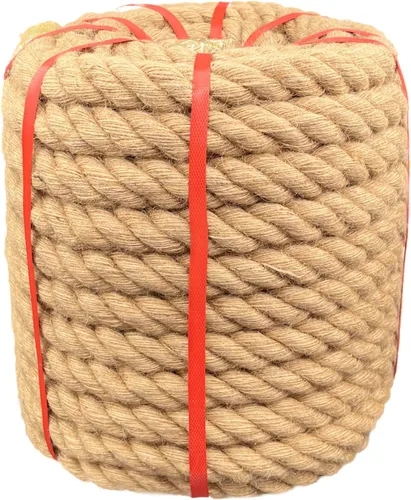Vista 8 de Cuerda de cáñamo de 1 pulgada x 50 pies, cuerda trenzada de 4 hebras resistente para manualidades, decoración náutica, tira y afloja, paisajismo