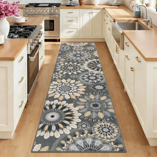 Vista 12 de Bsmathom Conjunto de Alfombras de Cocina Boho 3 Piezas, Alfombra de Cocina Antideslizante de Estilo Granja, Alfombras de Cocina Lavables