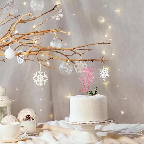 Vista 5 de Decoración para pastel de primer cumpleaños de hadas de oro rosa, decoración temática de hadas de jardín para primer aniversario/fiesta