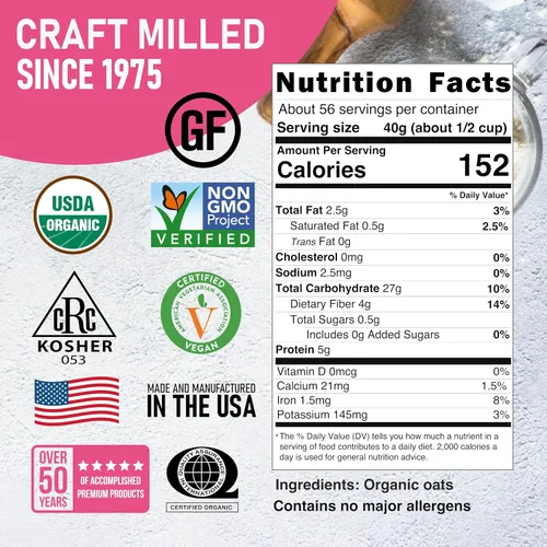 Vista 2 de Great River Milling Avena orgánica cortada de acero Grano entero, sin OMG, Kosher abundante saludable Textura y sabor ricos Perfecto