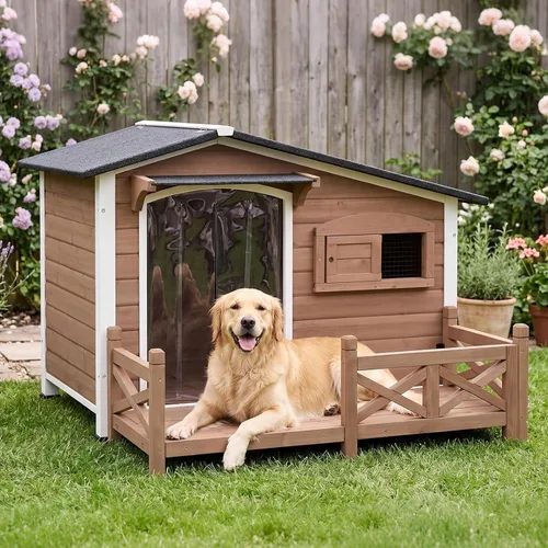 Vista 11 de GUTINNEEN - Casa térmica para perros con aislamiento para exteriores, resistente a la intemperie, con almohadilla térmica controlada por termostato