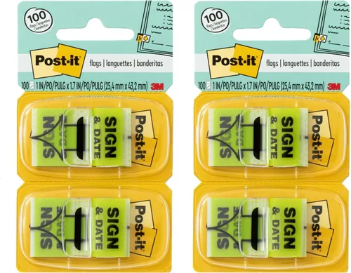 Vista 11 de Post-it Banderas 680-SD2, de 1 pulgada de ancho, verde, banderas de señal y fecha - Paquete de 24