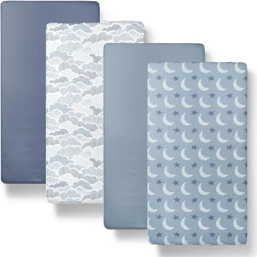 Vista 13 de The Peanutshell Sábanas de cuna, neutrales, juego de sábanas ajustables para cama de bebé, colchón de cuna de tamaño estándar, 52 x 28 pulgadas
