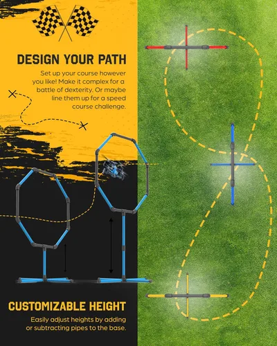 Vista 4 de Galvanox Kit de carrera de obstáculos para drones, incluye 3 tamaños de aro fáciles de construir, perfecto para competición RC FPV Racing de drones