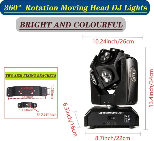 Vista 6 de Luz de Escenario de Cabeza Móvil RGBW 12LED Luces de Haz Giratorio Luces de Iluminación Ascendente de Escenario para Eventos Activada por Sonido