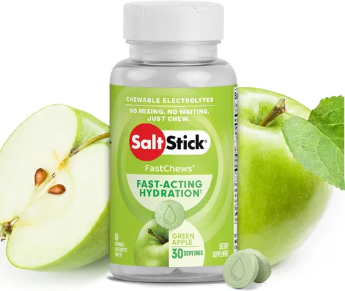 Vista 22 de SaltStick Electrolyte FastChews con cafeína – 60 tabletas masticables Citrus Burst – Tabletas de sal para correr e hidratar, masticables