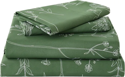 Vista 53 de Yibeizi - Juego de sábanas con estampado floral para cama de tamaño queen, sábanas de microfibra con patrón botánico boho, fundas para almohada