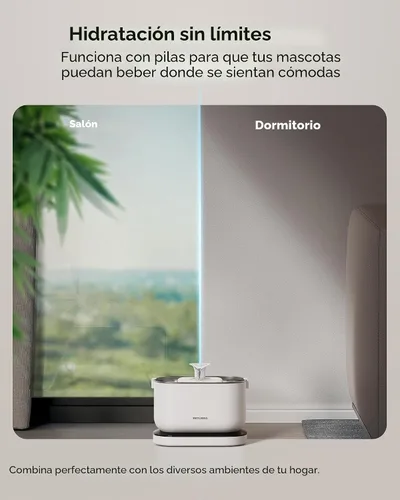 Vista 2 de PETLIBRO Fuente de agua inalámbrica para gatos, fuente de agua inalámbrica recargable para mascotas, dispensador de agua para gatos de 2.5 L/84