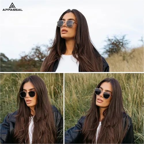 Vista 2 de Gafas de sol cuadradas retro para mujeres y hombres con bisagra de resorte AP3646