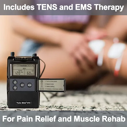 Vista 6 de Roscoe Medical Unidad TENS y Estimulador Muscular EMS, Twin Stim, Máquina TENS OTC para Alivio del Dolor de Espalda Baja, Dolor de Cuello o Alivio