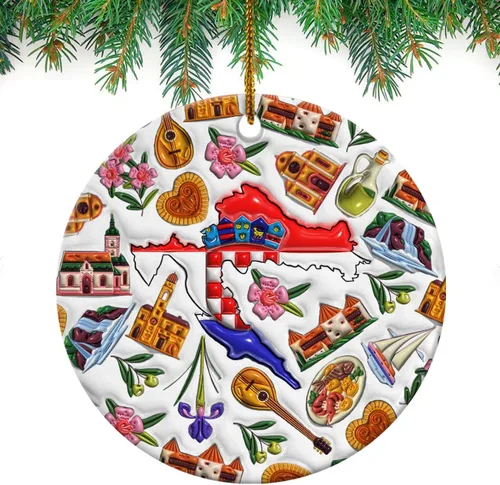 Vista 43 de Lotacy Bandera argentina argentina de Navidad de cerámica 2D impresa adorno con símbolos, decoración del hogar argentina regalos para hombres