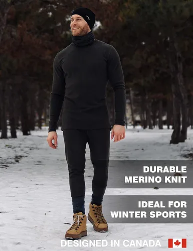 Vista 4 de Merino Wool Base Layer Mens - 320 Heavyweight Bottom Pants 100% Merino Wool Thermal Underwear Long Johns
